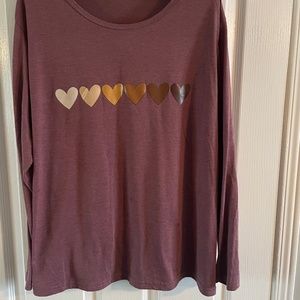 5 for $12 Purple with shiny hearts long sleeve tee